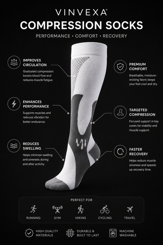VINVEXA Compression Sleeves - Relief for Tired Legs & Feet